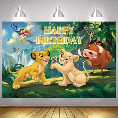 Lion King Simba Backdrop Nala Happy Birthday Party Photo Background Banner Prop • $13.79