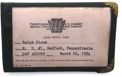 $6.50 • Buy 1950's Double ID Identification Card Holder With Brass Corner Protectors