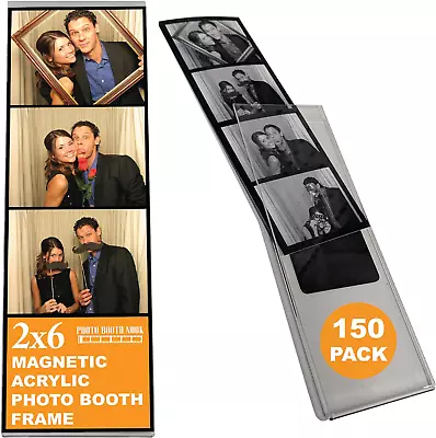 (150 Pack) 2X6 Acrylic Magnetic Frames With Inserts For Photobooth Strips Refri • $123.58