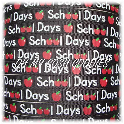 25 Yard Roll Sale 3/8 Back To School Day Apple Chalkboard Grosgrain Ribbon • $5