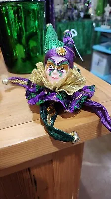 Mardi Gras Jester Ornament With Rose Mardi Gras Table Decoration Jester decor • $15.95