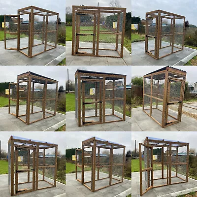 Walk In Animal Run 6ft X 3ft Brown 16G Fox Proof Cat Chicken Rabbit Catio Pen • £405.40