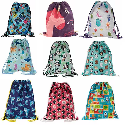 Kids Girls Boys Drawstring Shoulder Rucksack Backpack Gym Swim School PE Bag  • £6.49