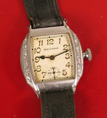 Vintage Classic Art Deco Waltham Mens Watch Silver Tone !! • $75