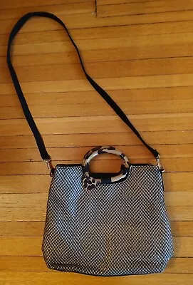 Marlo Woven Herringbone Chevron Crossbody Handbag Purse Tan Black • $24.99