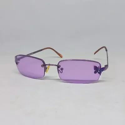 Vintage Mudd Purple Lens Rimless Sunglasses-Butterfly Accent-Rhinestone-Y2K • $25.99