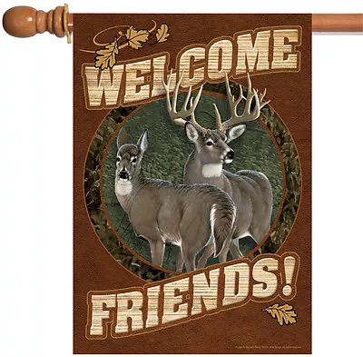$15.98 • Buy Toland Deer Welcome 28x40 Outdoors Wildlife Country Friends House Flag