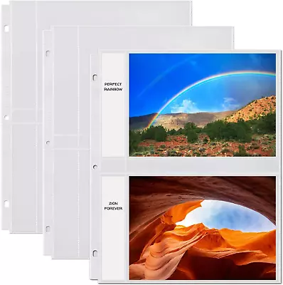 5X7 Photo Album Pages For 3-Ring Binder - 24 Pack Crystal Clear Heavy Duty Ar • $9.76