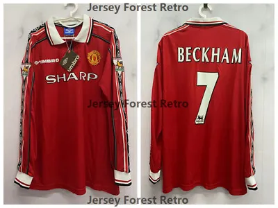 David Beckham Manchester United 98/99 Home Premium Jersey Long Sleeve • $65.99