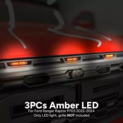 Amber LED Front Grille Light 3PCs FIT Ford Ranger Raptor P703 2022-2024 NEXT-GEN • $103.11