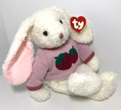 Vintage Ty 1991 CURLY White Bunny Rabbit  Beanie CLASSIC Plush Large 17  W/ Tag • $24.99