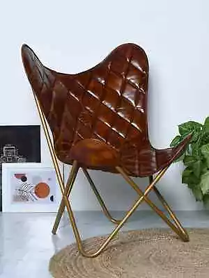 Handmade Leather Butterfly Chair Sleeper Seat Lounge Accent Home & Garden Chair • $162.99
