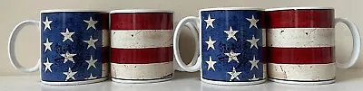 NEW 4 Sakura Warren Kimble Colonial American Flag Coffee Cup Mugs 1997 USA 32 Oz • $29.99