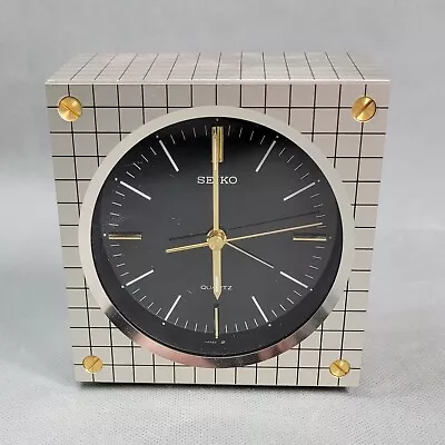 Vintage SEIKO Retro Cube Square Nightstand ALARM CLOCK Quartz JAPAN • $112.49