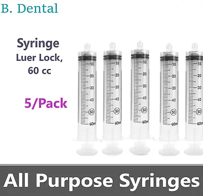 60ml / 60 Cc Luer Lock Tip Syringe 5 Pack By DX- Sterile • $12.95