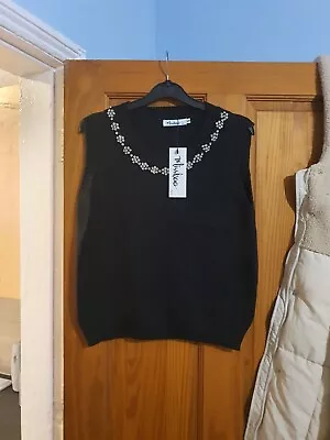 Bnwt Size S-m Miss Roo Paris Sleeveless Jumper With Diamante Detail Around... • £5