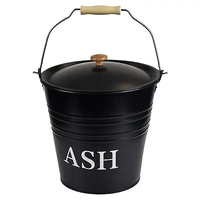 10L Metal Ash Bucket Fireside Storage Coal Bin Skuttle With Lid Fire Log • £12.99