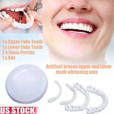 Smile-Snap-On Upper＆Bottom Set False Teeth Denture Veneers Dental Tooth Cover US • $3.75