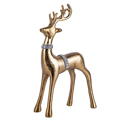 12  Metal Reindeer Figurine With Crystals Christmas Deer Figure Gold • $34.95