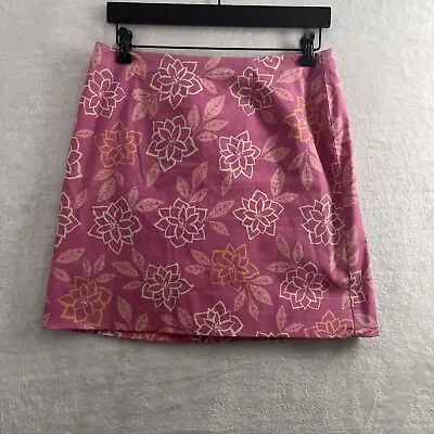 Sigrid Olsen Sport Mini Skirt Womans 8 Floral Pink Zip Button Cotton Blend • $8.69