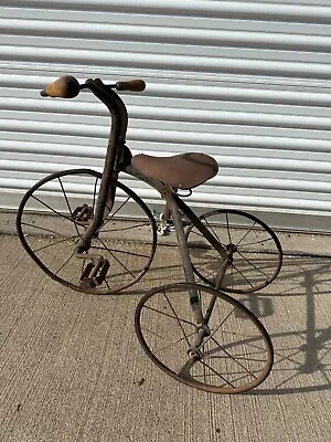 Old Vintage Antique Strap Steel Tricycle Circa 1900 Wood Handles • $245