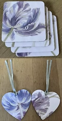 Laura Ashley Gosford (plum) Handmade Coasters And Hearts Set  • £10