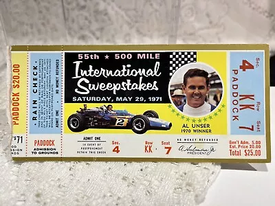 1971 Indianapolis 500 Ticket Stub Al Unser Pictured • $10
