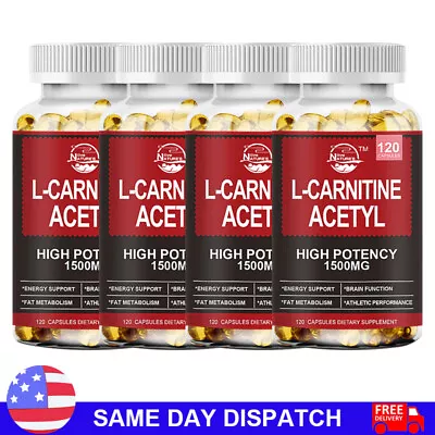 ACETYL L-CARNITINE 1500mg Capsules Nervous System Health Antioxidant Supplement • $21.99