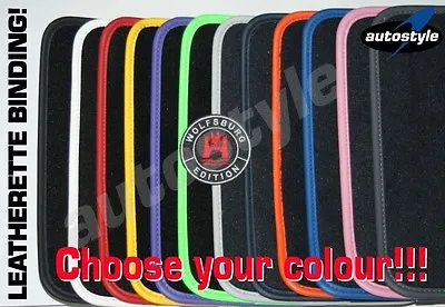 Tailored For VW GOLF MK3 CABRIO Car Mats LEATHERETTE+ WOLFSBURG WHITE/RED BADGE • $50.52