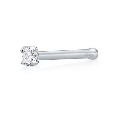 20 Gauge 0.02 Carat Lab Grown Diamond L-Shaped Nose Ring In 14k White Gold • $44.99