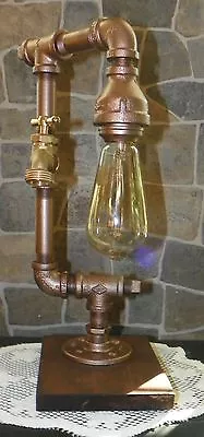  Industrial  Steampunk Style Pipe Desk/table Lamp With Water Spigot/Edison Bulb • $160