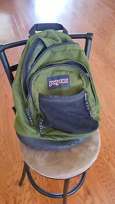 Jansport Green Backpack Heavy Duty Rubber Bottom 90's Vintage Made Usa • $45