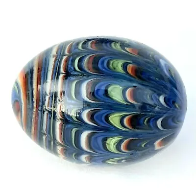 Vintage Hand Made Multicolor Twist Swirl Easter Glass Egg Italy • $35