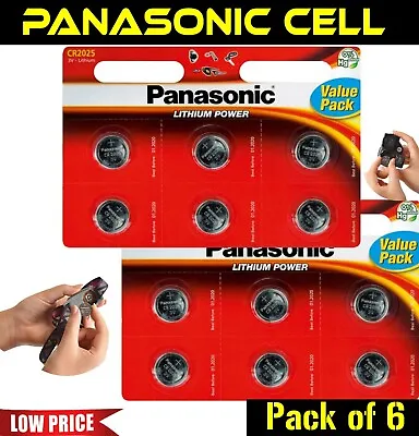 CR2025 Battery 3V Lithium Coin Panasonic Cell Car Toys Key Remote Pack Of 6 UK • £6.49