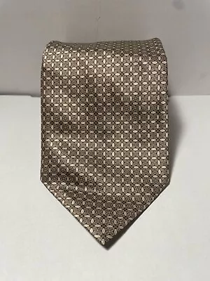 BRIONI Handmade Silk Brown/Silver Geometric Pattern Italy Made 62 X 3.75 • $50