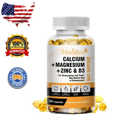 Calcium Magnesium Zinc & Vitamin D3 Capsules Support Bone Health Immune Energy • $11.99