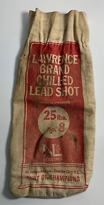 Vintage Lawrence Brand Chilled Lead Shot 25lbs No. 8 Empty Canvas Bag Shot • $2.99