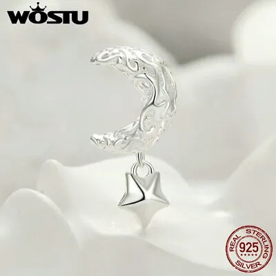 Wostu 925 Sterling Silver Unique Elegant Moon Star Bracelet Charm Bead Party • $8.24