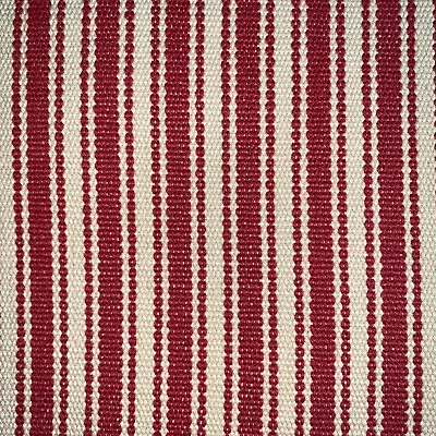 3 Yards P Kaufmann Cream & Rusty Red Frontier Cardinal Ticking Stripe Fabric • $56.99