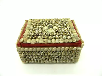 Vintage Seashell Sea Shell Mosaic Trinket Box Folk Art • $25.50