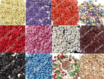 4mm MICRO BUTTONS MINI BUTTONS TINY DOLL CLOTHES BUTTONS SCRAPBOOKING CRAFT • £2.20