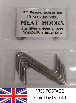 £6.99 • Buy Meat Hooks Biltong Hooks 10 X Stainless Steel 