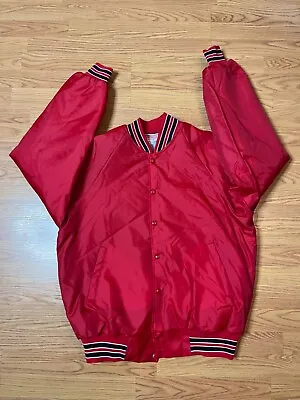 Vintage Hartwell Jacket Adult Large Mens Red Bomber Varsity 90s Made In USA • $39.99