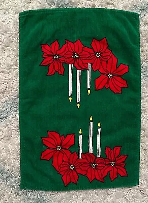 Vintage Christmas Candles Poinsettia Cotton Bath Hand Towel • $8.50