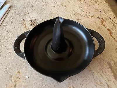 Staub Black Cast Iron Vertical Chicken Roaster Used ONCE Made In France • $80