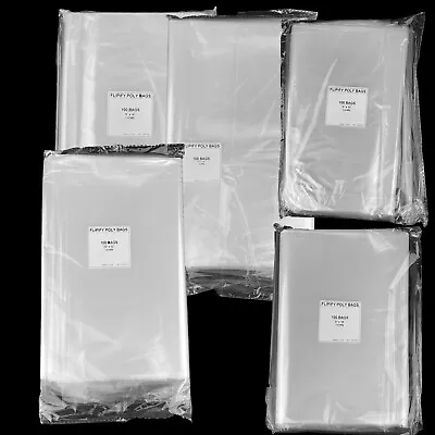 Plastic Clear Bags T-Shirt Flat Open Top Apparel Poly Bag 1Mil 100 200 500 • $10.40