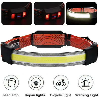 Head Torch LED COB Headlamp Waterproof Strip Work Light Rechargeable Headlight • $23.74