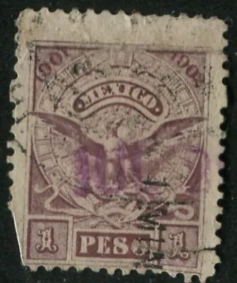 E32-- Mexico 1902 1 Peso Revenue Stamp DAMAGED • $0.49