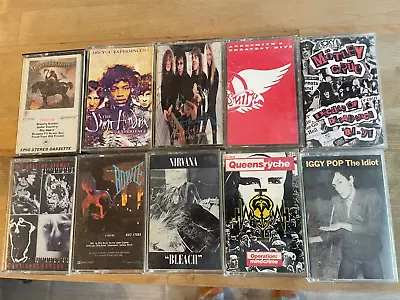 10 Nirvana Bleach Aerosmith Iggy Pop Jimi Hendrix Metallica Cassette Tapes Lot • $34.88