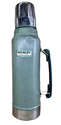 Vintage Stanley Thermos Since 1913 Metal Green 1.1qt With Handle Aladdin • $9.99